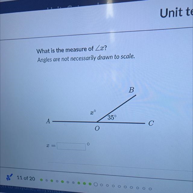 What is the measure of Zx? Angles are not necessarily drawn to scale. B 20 35 A- C-example-1