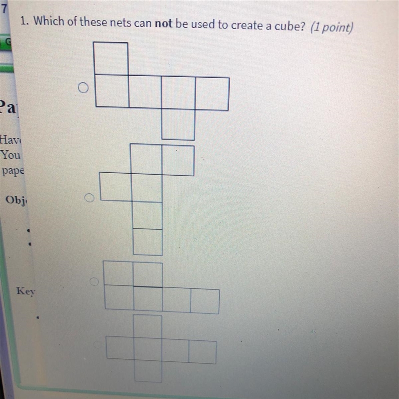 Which of these nets can not be used to create a cube?-example-1