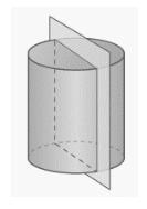 Which best describes the two-dimensional shape created by the cross-section shown-example-1