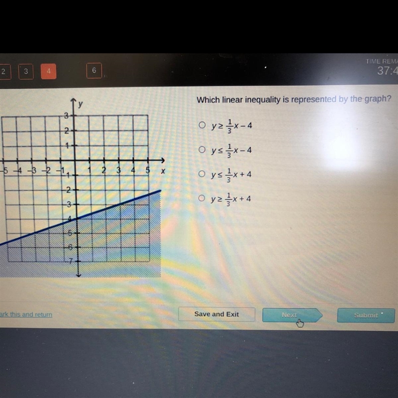 Which linear inequality is represented by the graph-example-1