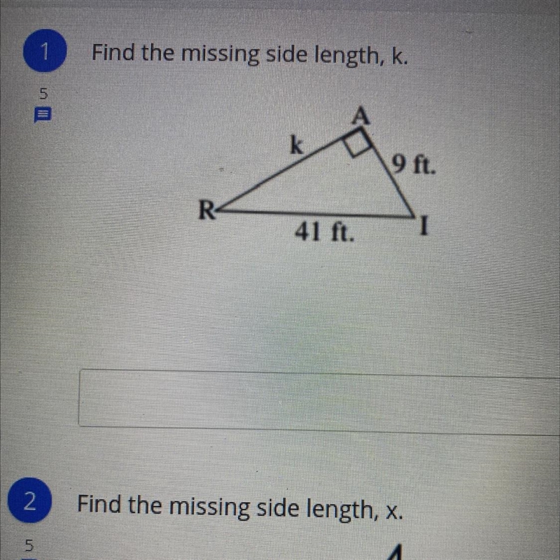 Find the missing side length, k.-example-1