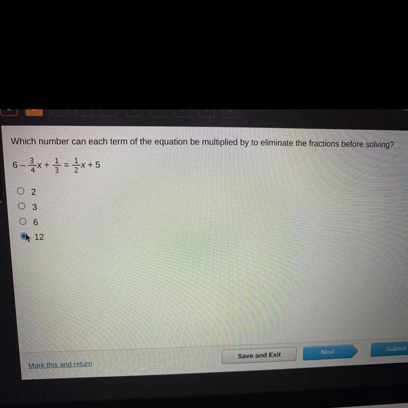 Which number can each term of the equation be multiplied by to eliminate the fractions-example-1