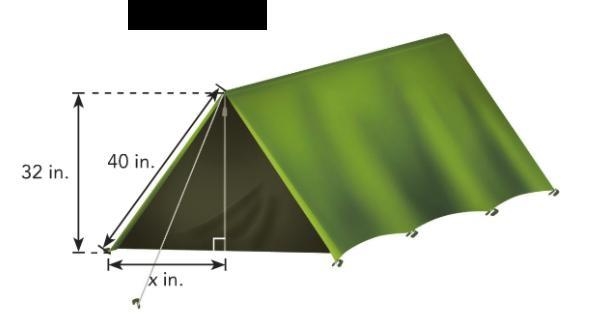 The support pole of the tent shown forms one leg of a right triangle. One side of-example-1