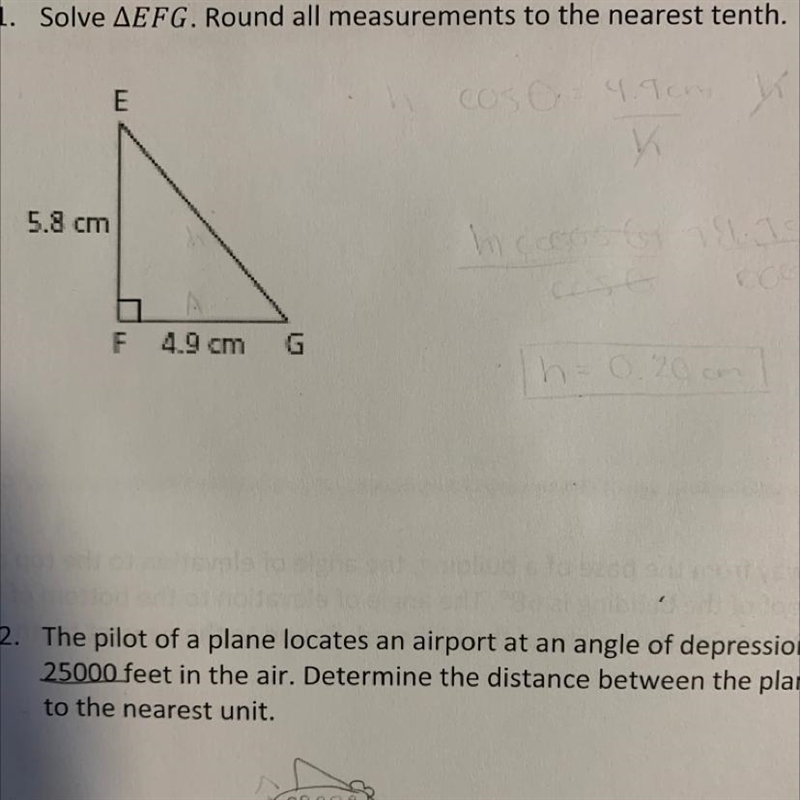 Solve AEFG. Round all measurements to the nearest tenth. E 5.8 cm F 4.9 cm-example-1