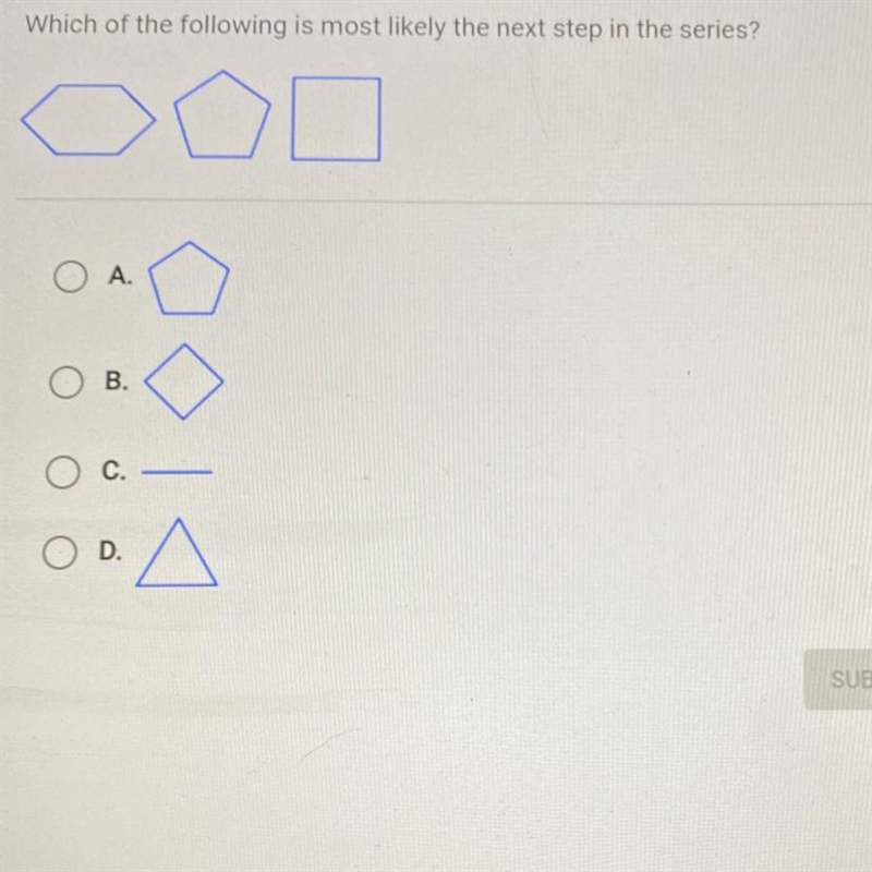 Which of the following is most likely the next step in the series?-example-1