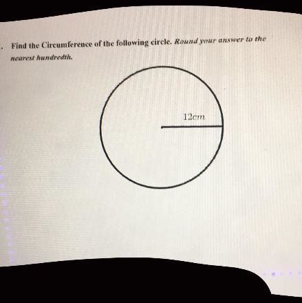 Find the circumference of the following circle. Round your answer to the nearest hundredth-example-1