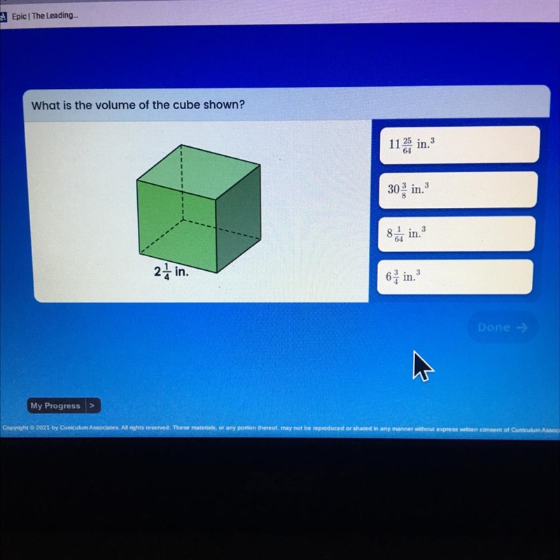 What is the volume of the cube shown?-example-1