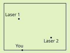 Here is a room with two lasers. Your goal is to get to the opposite side of the room-example-1