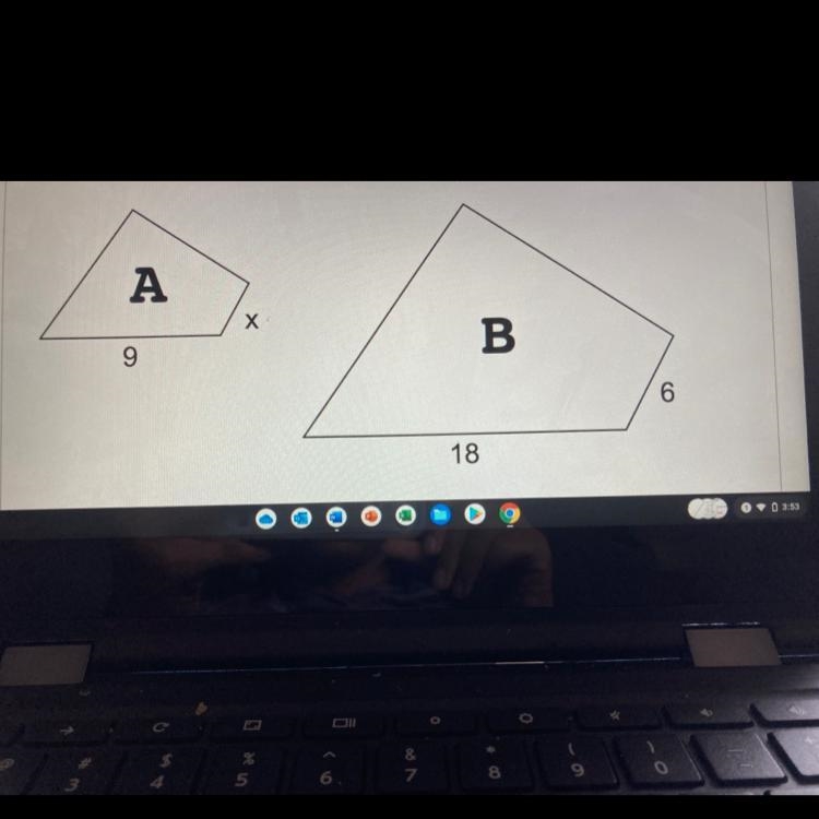 If B is a dilation of A, then the length of line segment x is-example-1