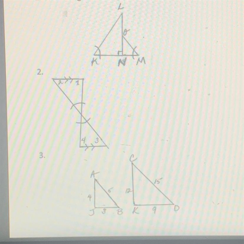 (PLSS HELP ) Refer to the Triangle Similarity notes and determine if the problems-example-1