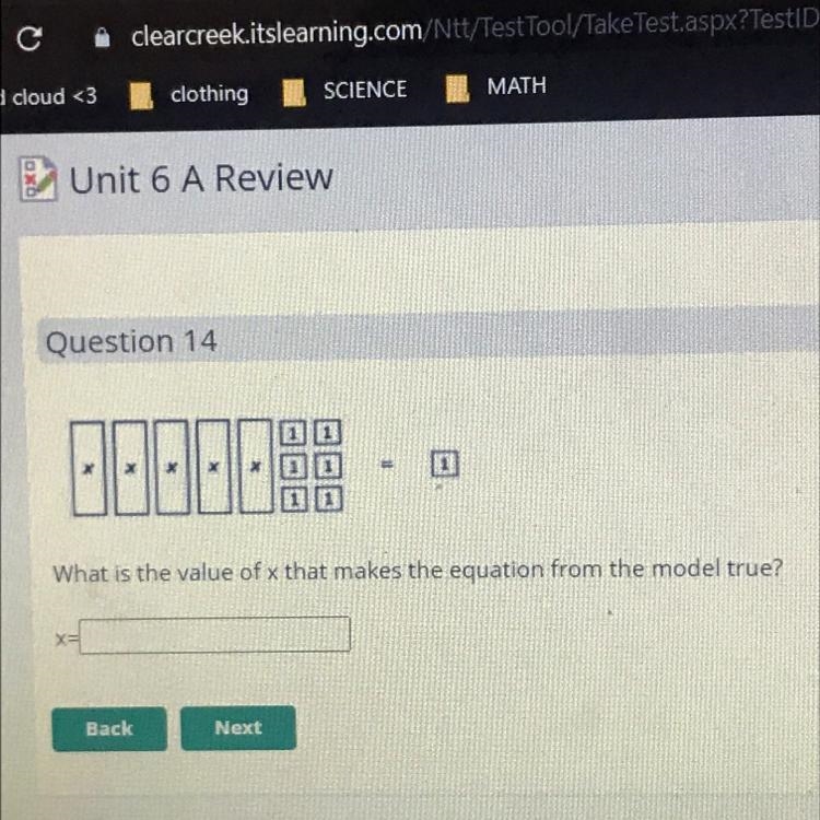 What is the value of x that makes the equation from the model true.-example-1