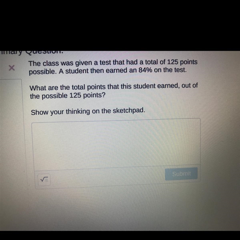 The class was given a test that had a total of 125 points possible. A student then-example-1