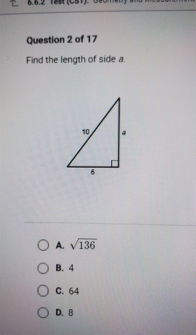 HELP ASAP!! Find the length of side a ​-example-1