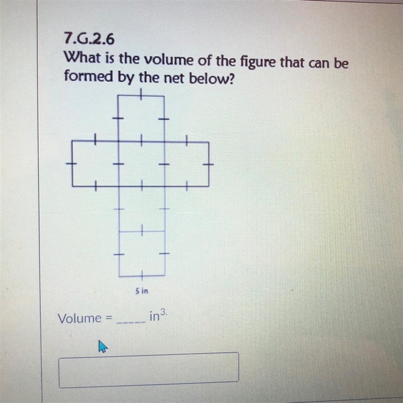 7.6.2.6 What is the volume of the figure that can be formed by the net below? 5 in-example-1