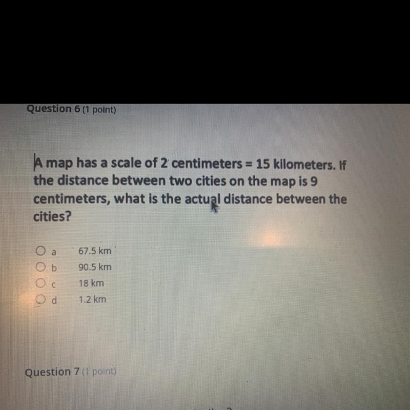 A map has a scale of 2 centimeters = 15 kilometers. If the distance between two cities-example-1