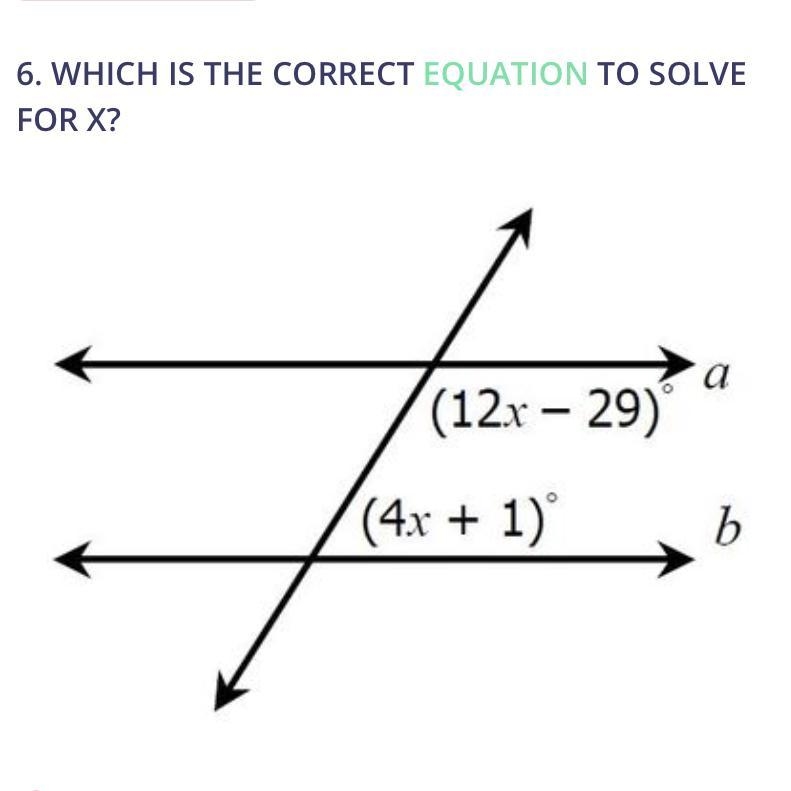 What is the correct equation to solve for X ? (geometry) show ur work pls-example-1