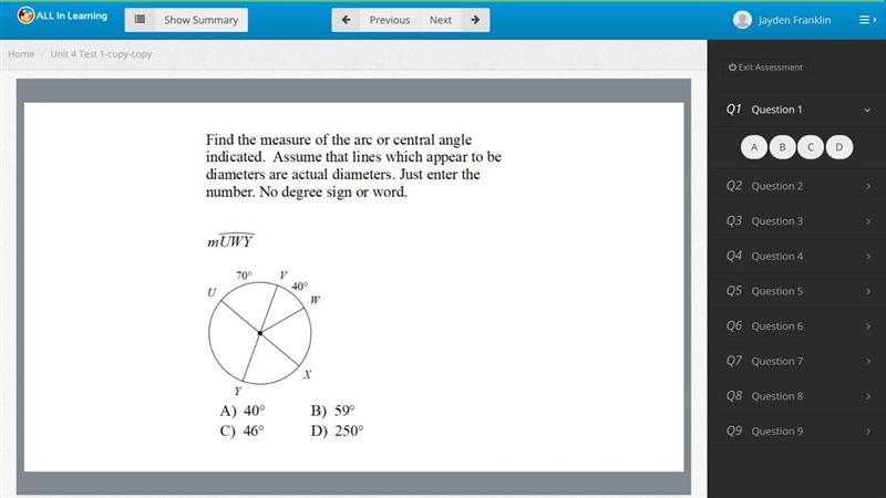 find the measure of the arc or angle indicated. assume that lines which appear to-example-1