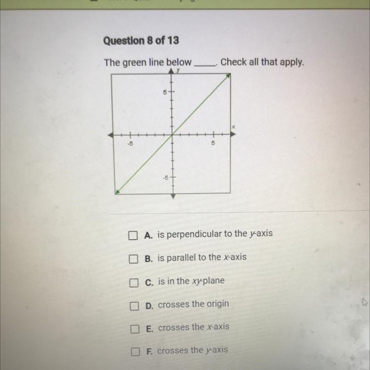 Pleasee help The green line below *blank*. check all that apply-example-1