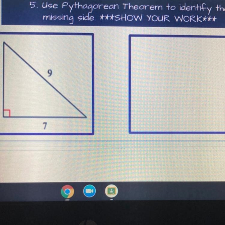 Please find the missing side and show your work:)-example-1