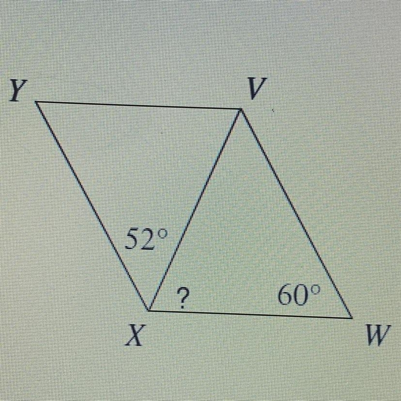 Find < VXW A.52 B.60 C.68 D.75 PLEASE HELP ME ASAP PLEASE-example-1