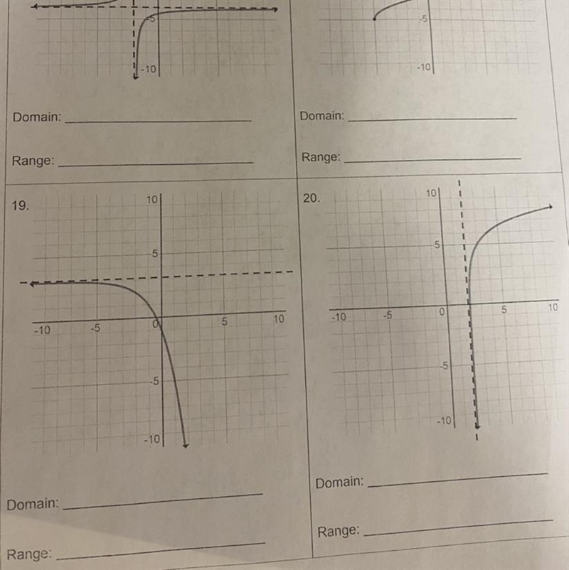 Please help with 19 and 20 find domain and range-example-1