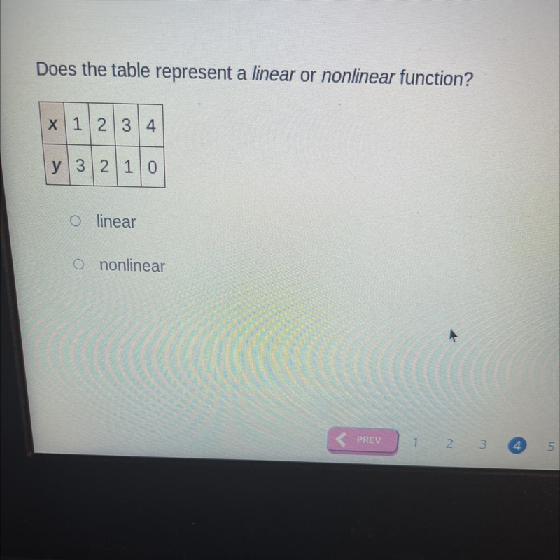 Does the table represent a linear or nonlinear function?-example-1