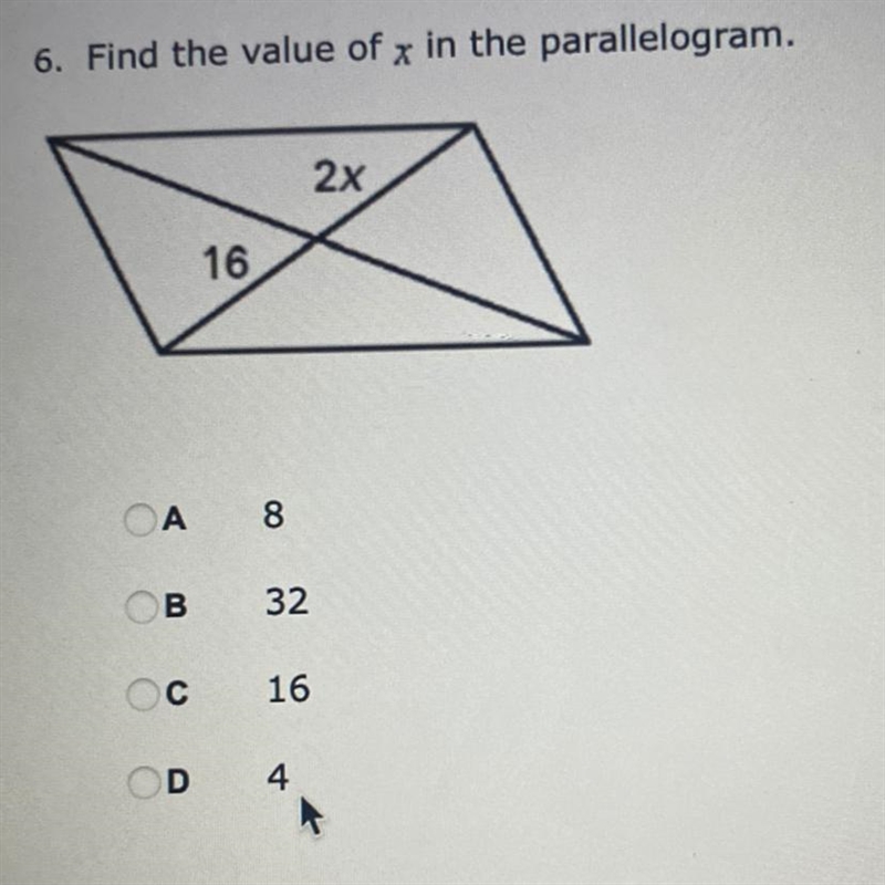 Find the value of x in the parallelogram-example-1