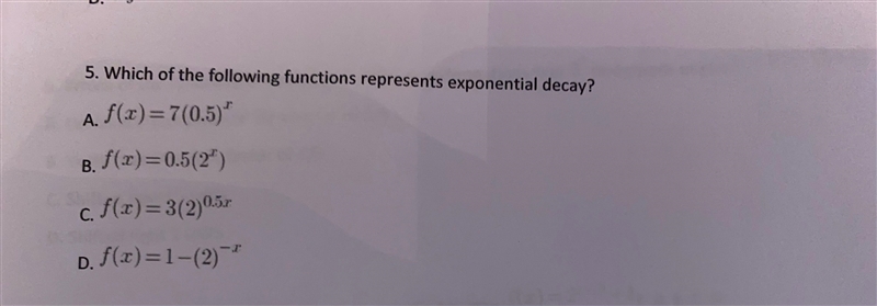 Which of the following functions represent exponential decay?-example-1