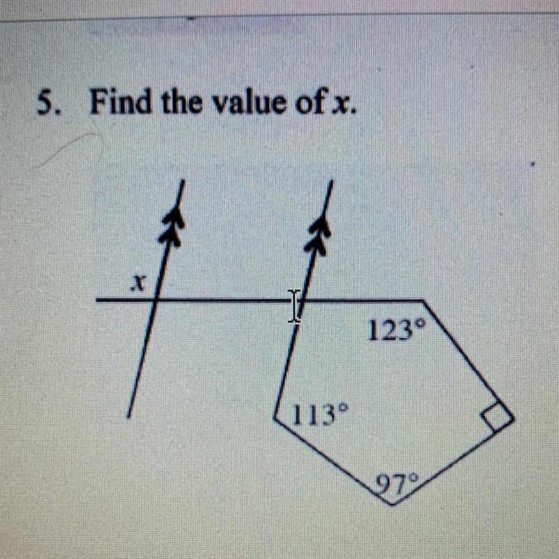 The answer is x=117 but need help finding it-example-1