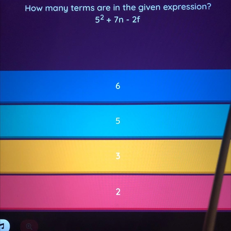 How many terms are in the given expression? 52 + Zn - 2f-example-1