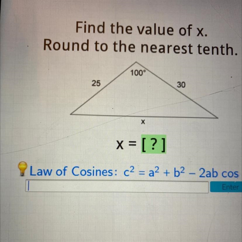 Find the value of x. Round to the nearest tenth-example-1