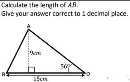 Calculate the length of AB. Give your answer correct to 1 decimal place.-example-1