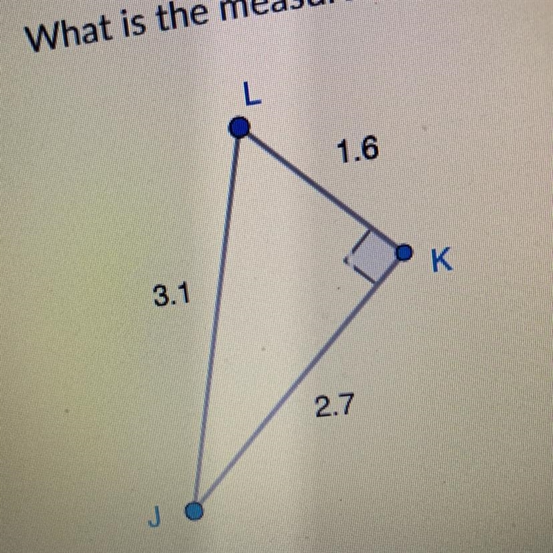 What is the measure of angle L? Round to the nearest hundreth. Help please!!-example-1