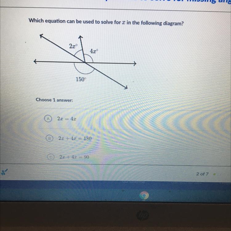 Which equation can be used to solve for z in the following diagram?-example-1