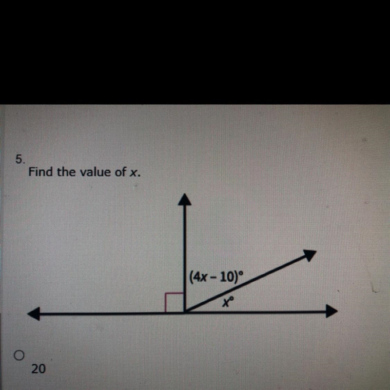 Find the value of x A.)20 B.)55 C.)70 D.)38-example-1