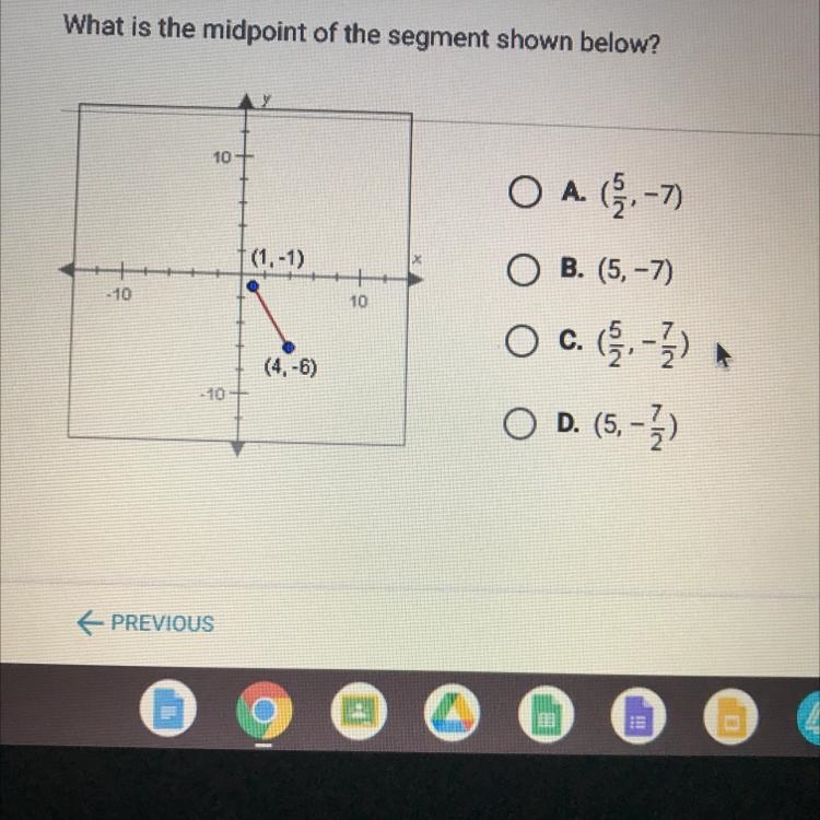 What is the midpoint of the segment shown below?-example-1