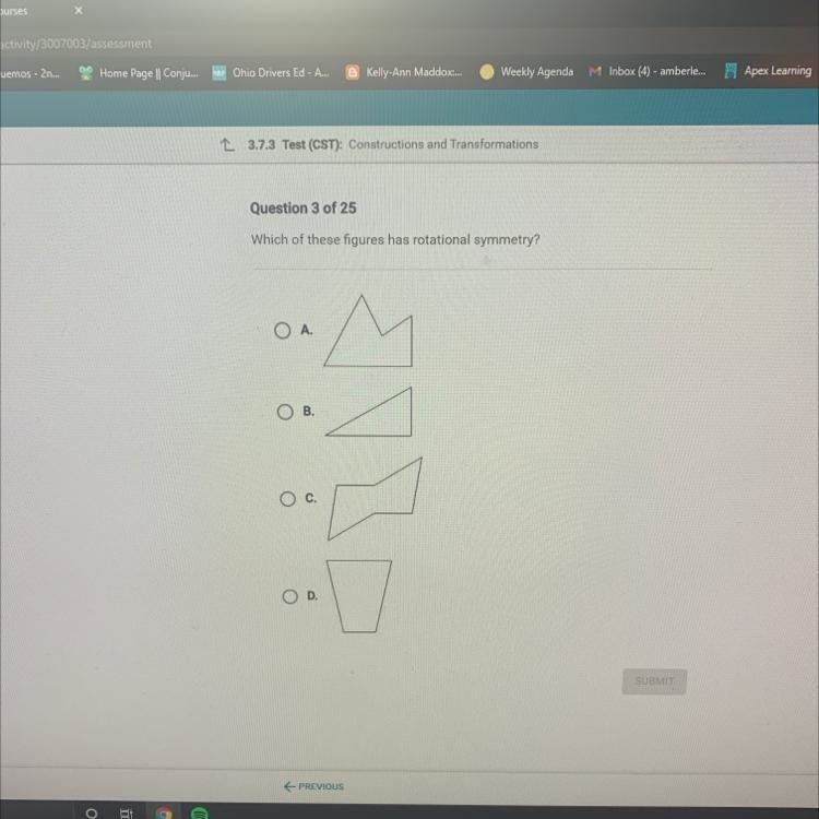 Which of these figures has rotational symmetry?-example-1