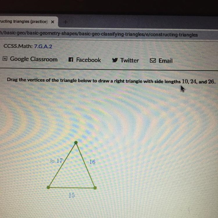 Drag the vertices of the triangle below to draw a right triangle with side lengths-example-1