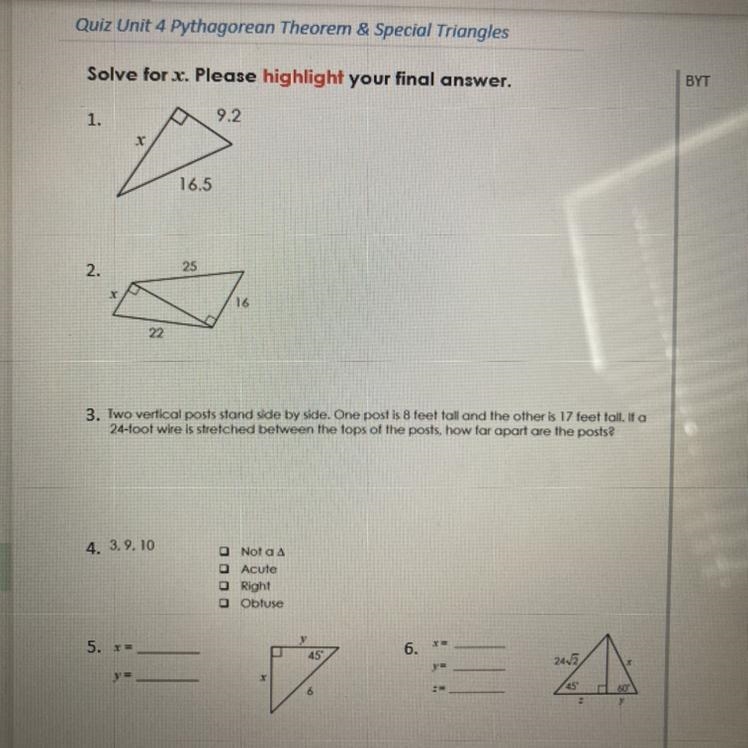 Solve for x. Please highlight your final answer. I NEED HELP ASAP ITS DUE TODAY-example-1