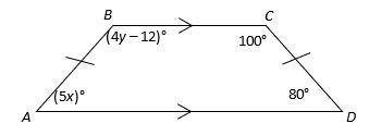 HELP DUE IN 15 MINS! Quadrilateral ABCD is an isosceles trapezoid. Find the values-example-1