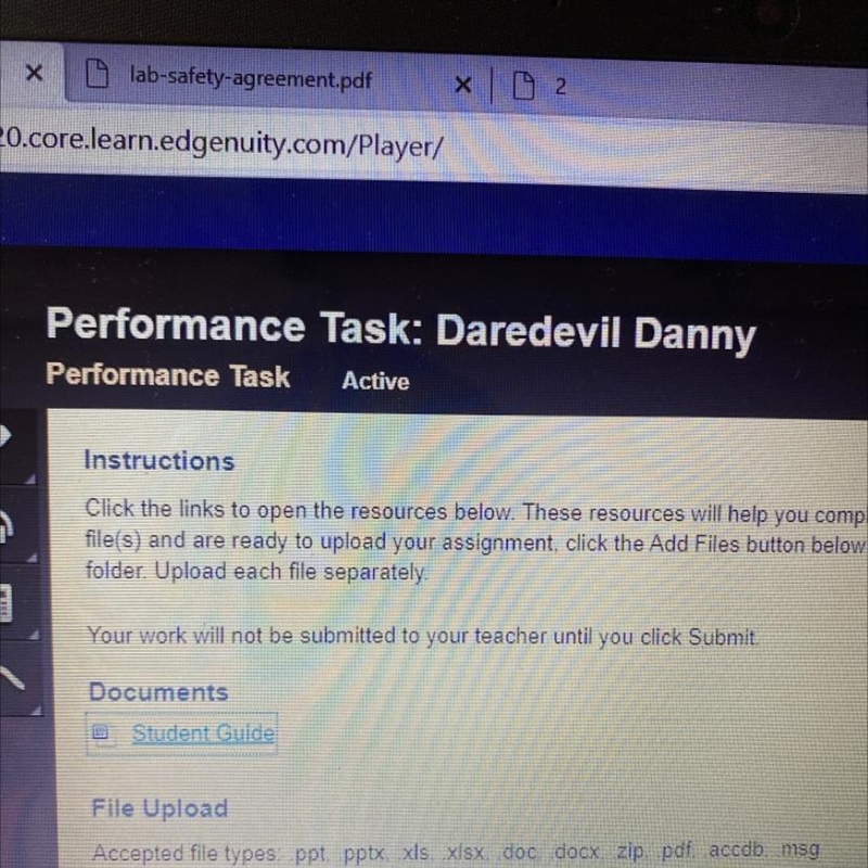 Performance Task: Daredevil Danny Performance Task Active i am very confused on what-example-1