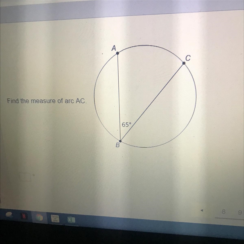 Find the measure of arc AC-example-1