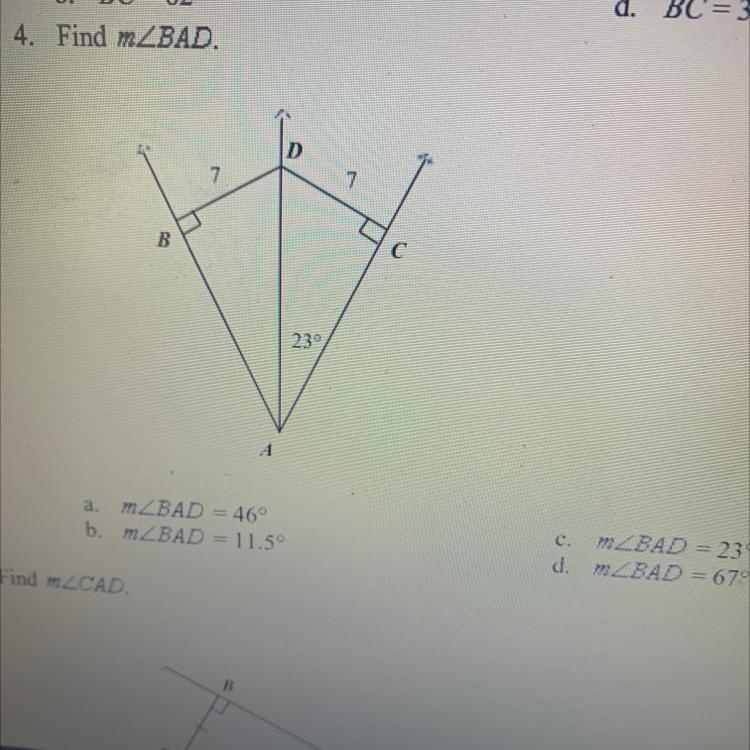 Find m BAD. DAC=23 DC=7 BD=7-example-1