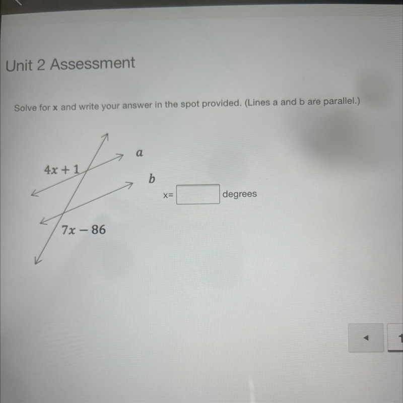 Solve for X (line a and b parallel)-example-1