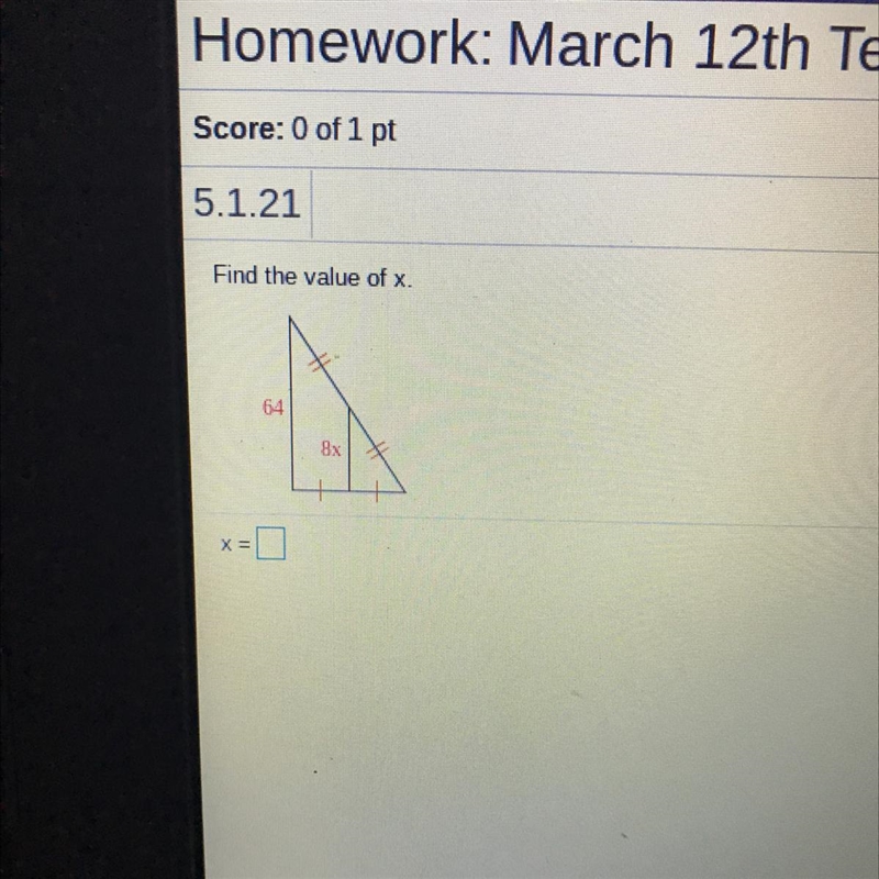 Please help!! Find the value of x.-example-1