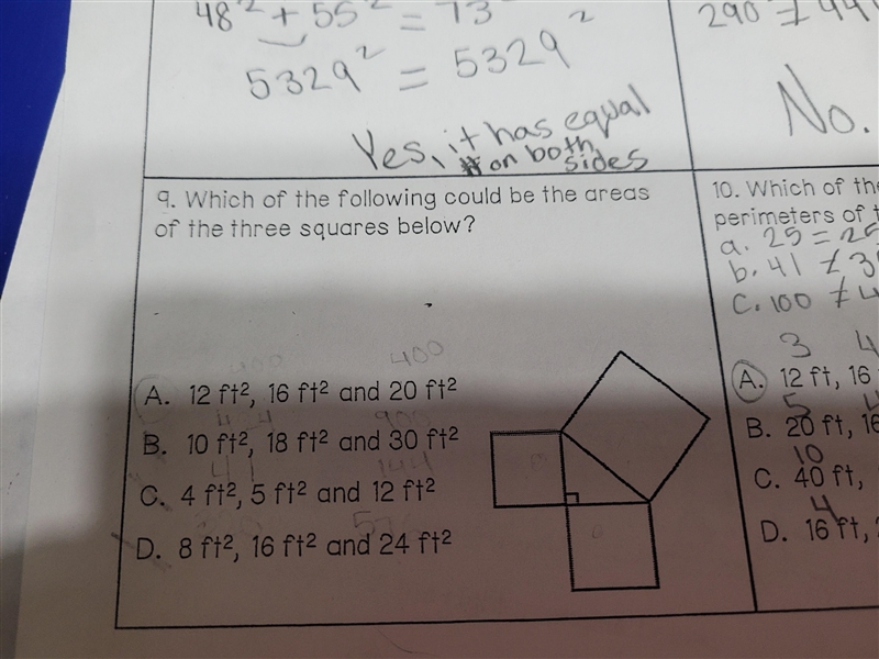 #9 Can anyone please help me, this is Pythagoras Theorem Converse.-example-1