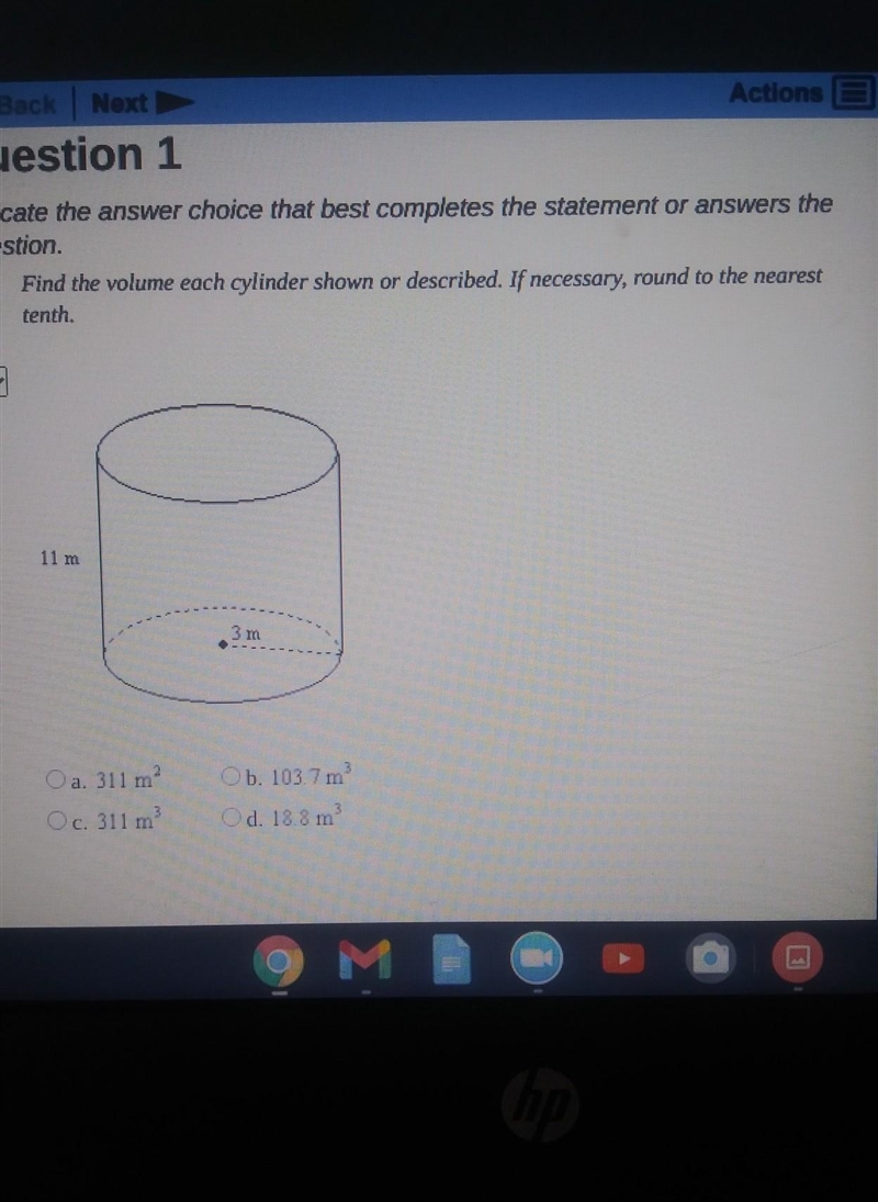 Find the volume each cylinder shown or described. If necessary, round to the nearest-example-1