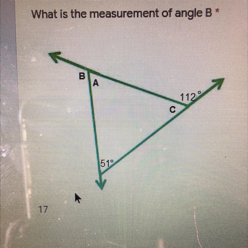 What is the measurement of angle B* A 112 с 51-example-1