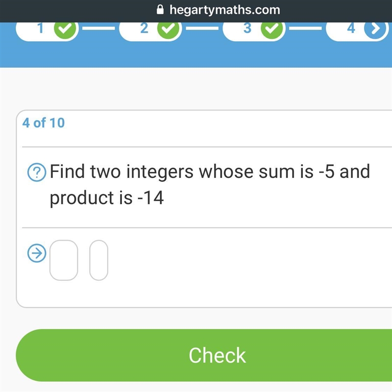 Find two integers whose sum is -5 and product is -14-example-1