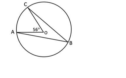 The center of the circle in the figure is at O. Determine the measure of < ABC-example-1